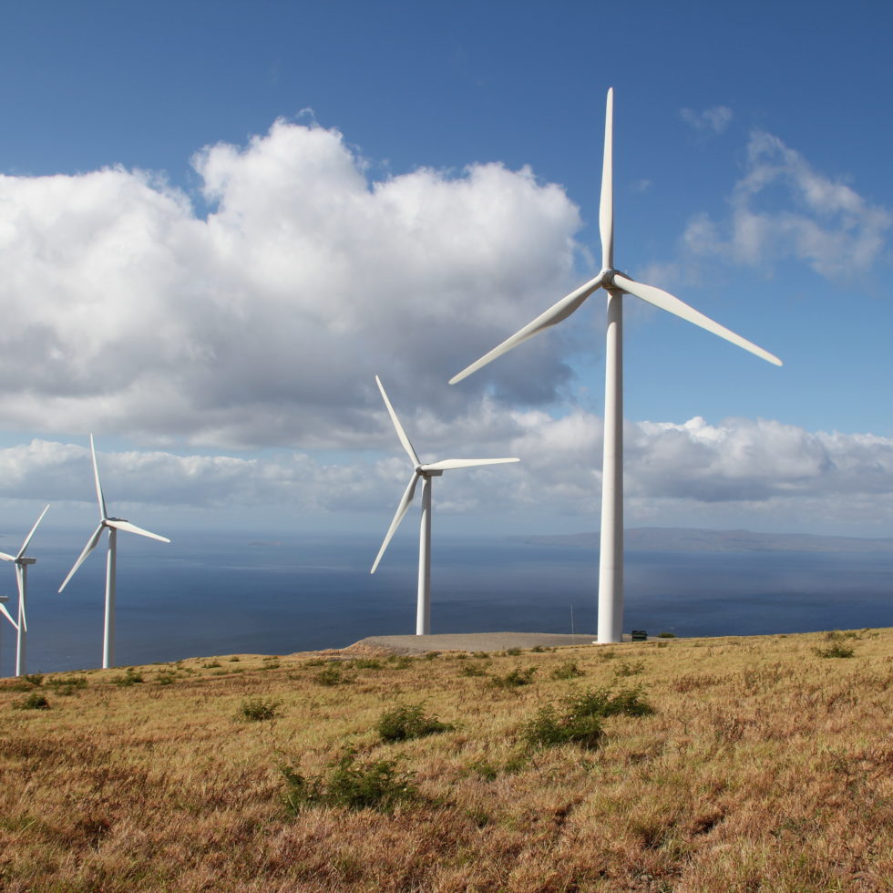 Wind turbines at La Haina, Hawaii